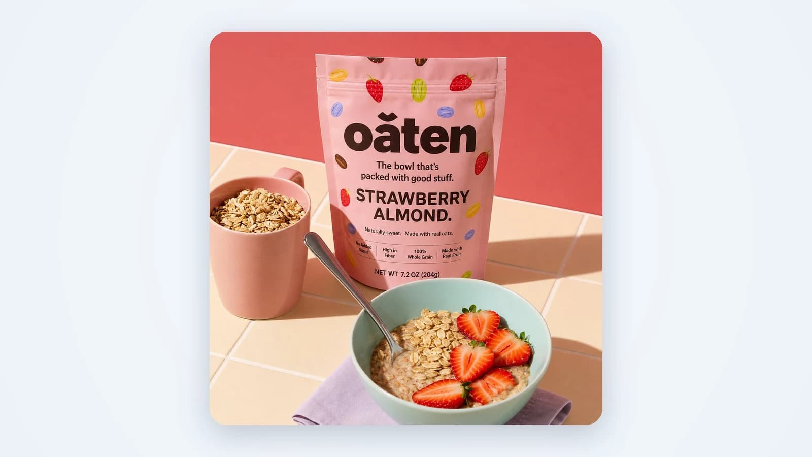 AI ads for one product: static creatives sized for Meta and Google, built around the real item