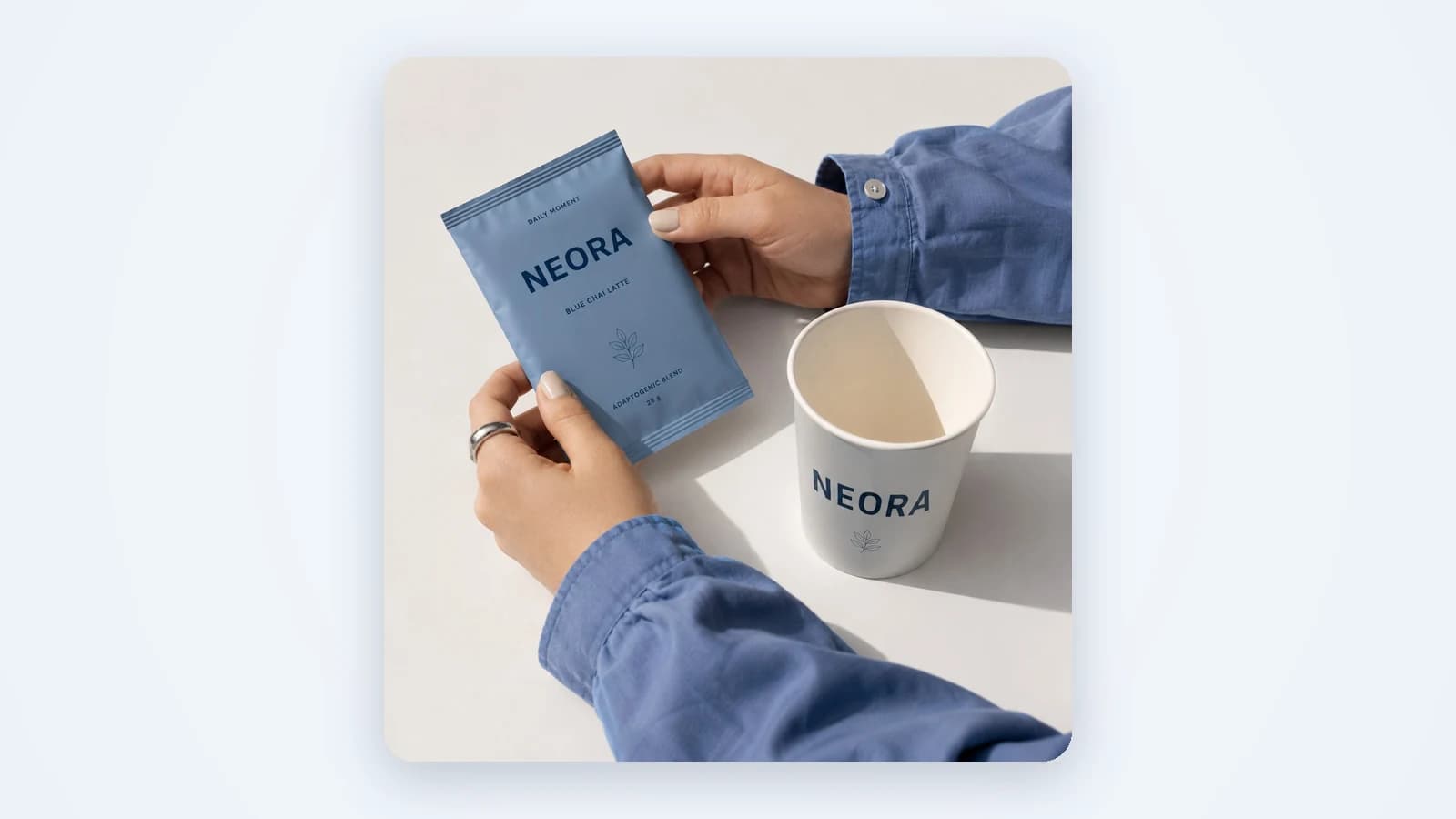 A frame from an AI commercial: the real product placed in a new scene, ready to become a short video