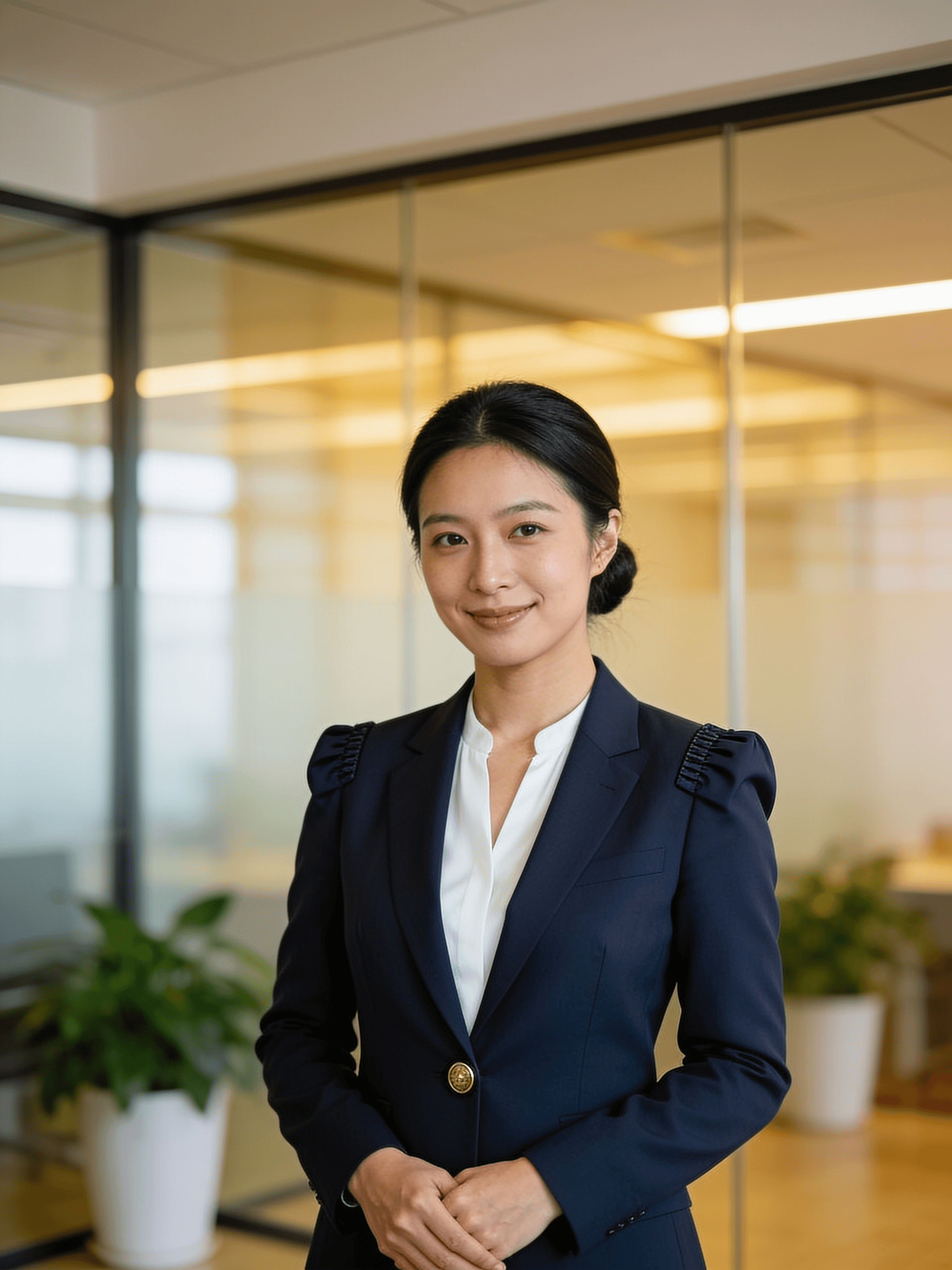 Professional female presenter in her 30s