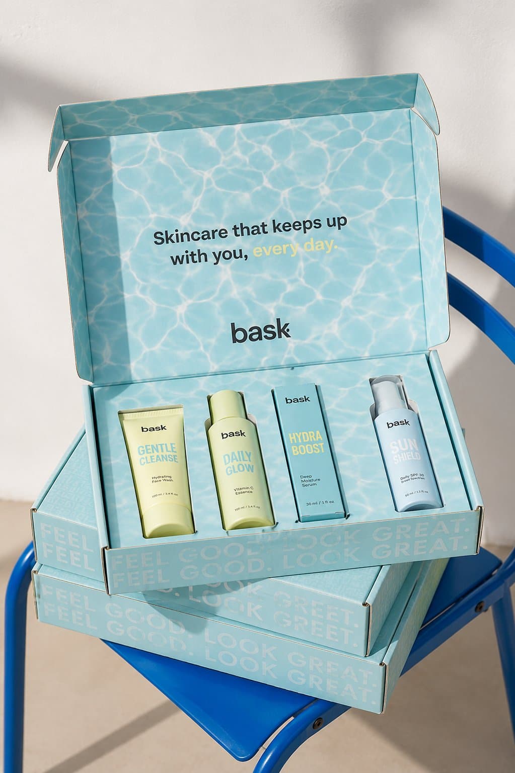 Skincare unboxing ad still