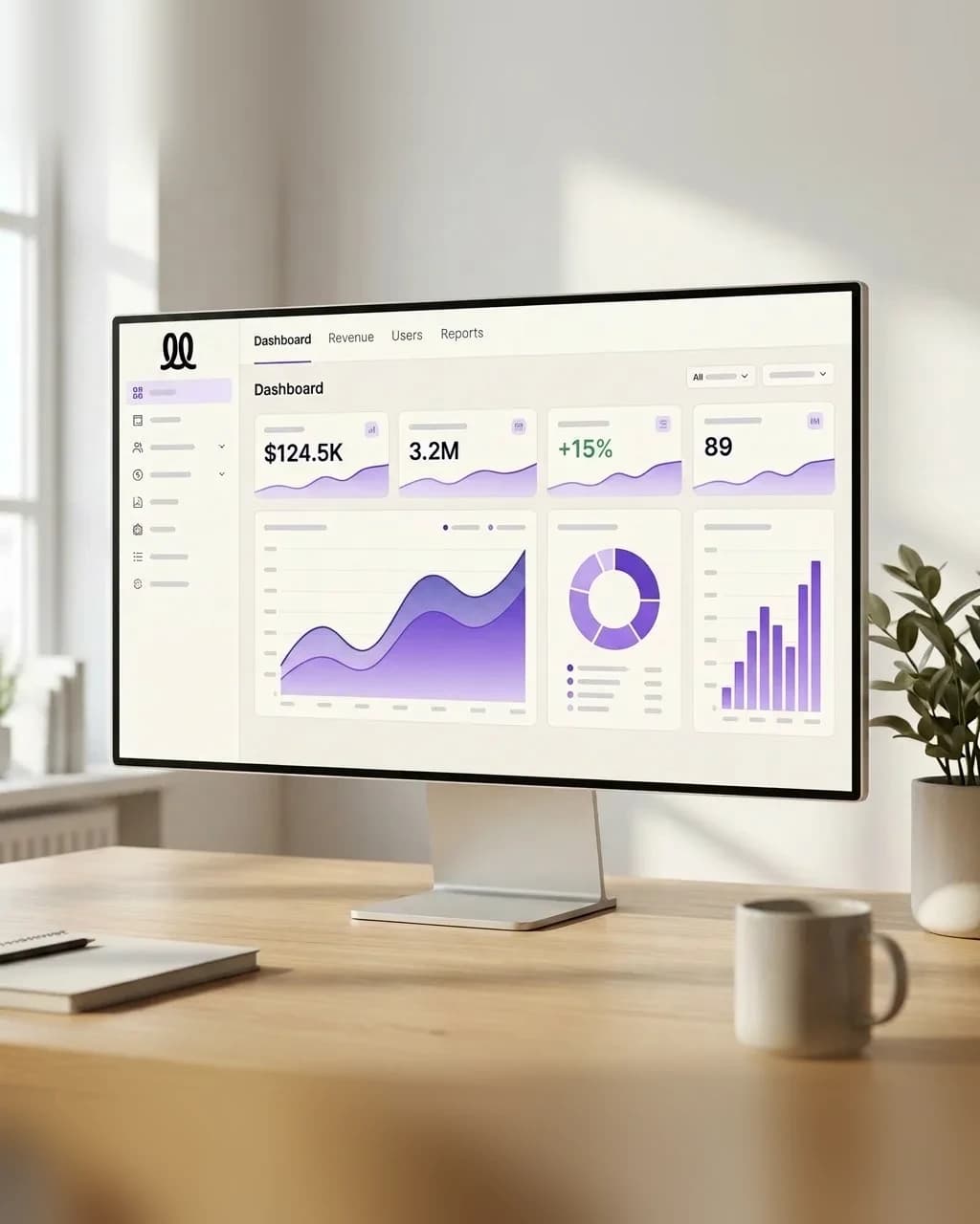 Dashboard on a desktop monitor in an office