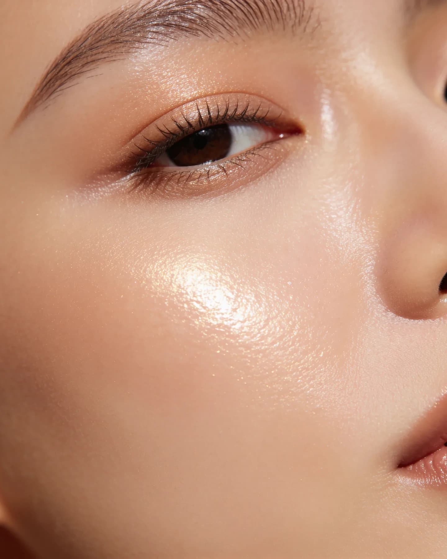 Close-up of glowing skin after the treatment