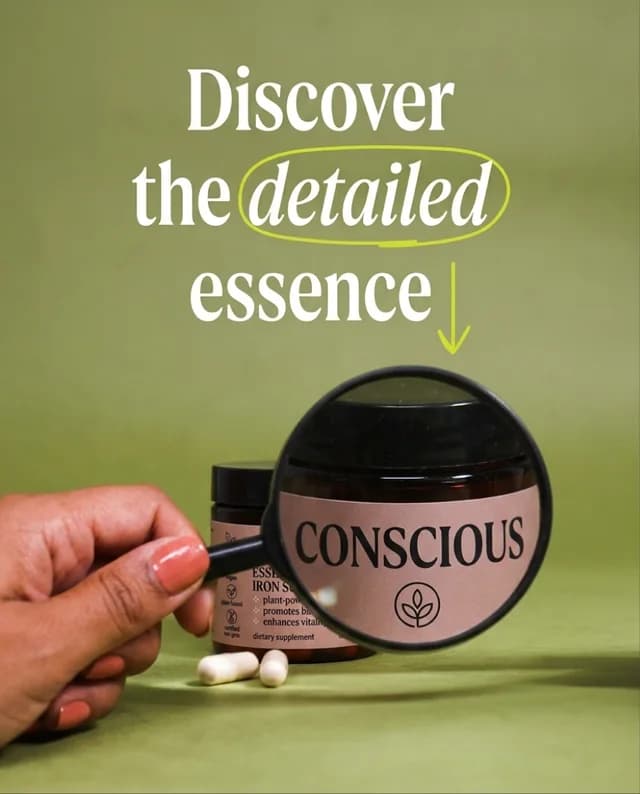 Skincare jar held in hand, headline Discover the detailed essence