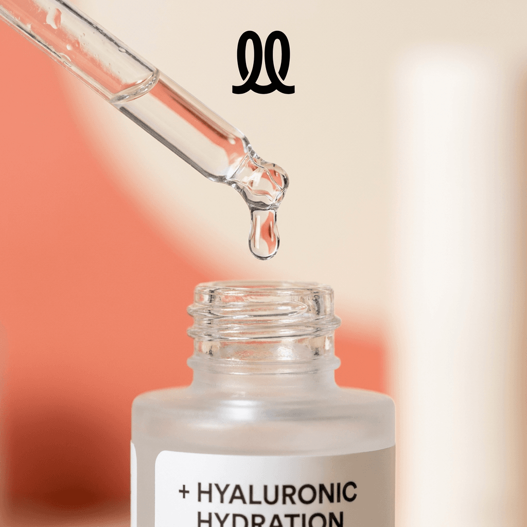 Serum deck, slide 2: a dropper over a hyaluronic serum
