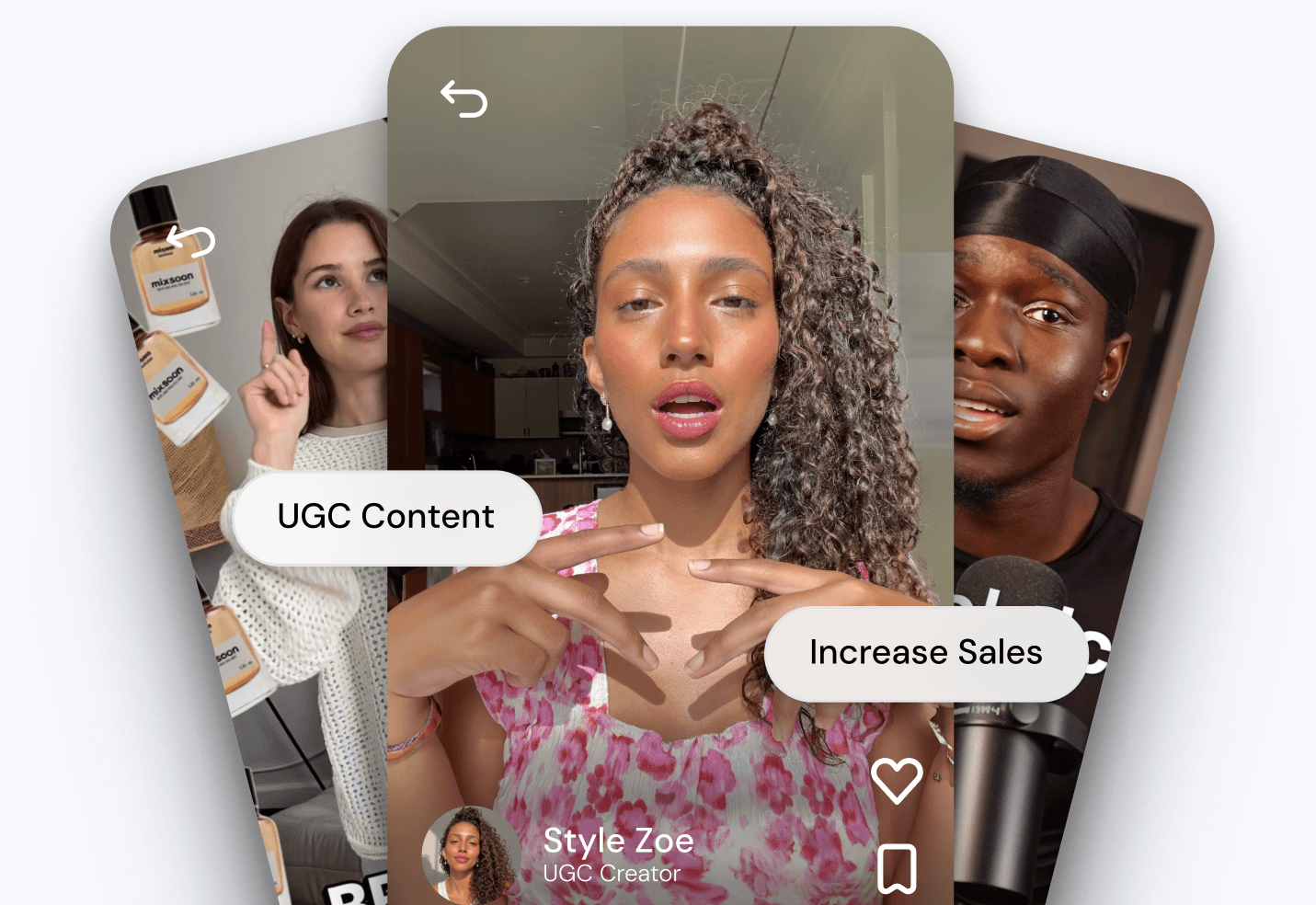 UGC-style creators holding products to camera in a vertical talking-head format